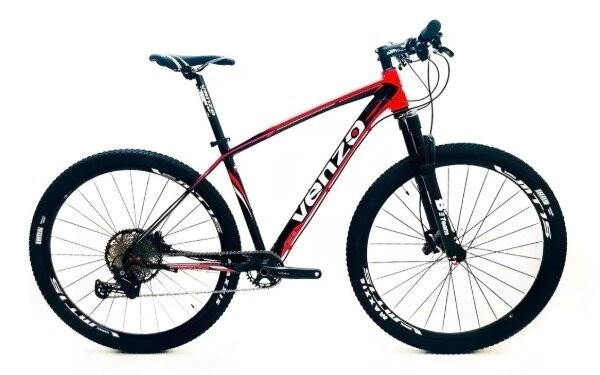 Bicicleta Venzo Vulcan  Rodado 29 - 1x12 Shimano Deore 18 Negro-Rojo