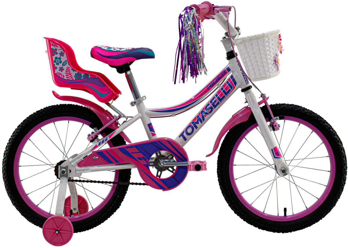 Bicicleta Tomaselli Rider Full Rodado 16 Dama  Blanco-Fucsia