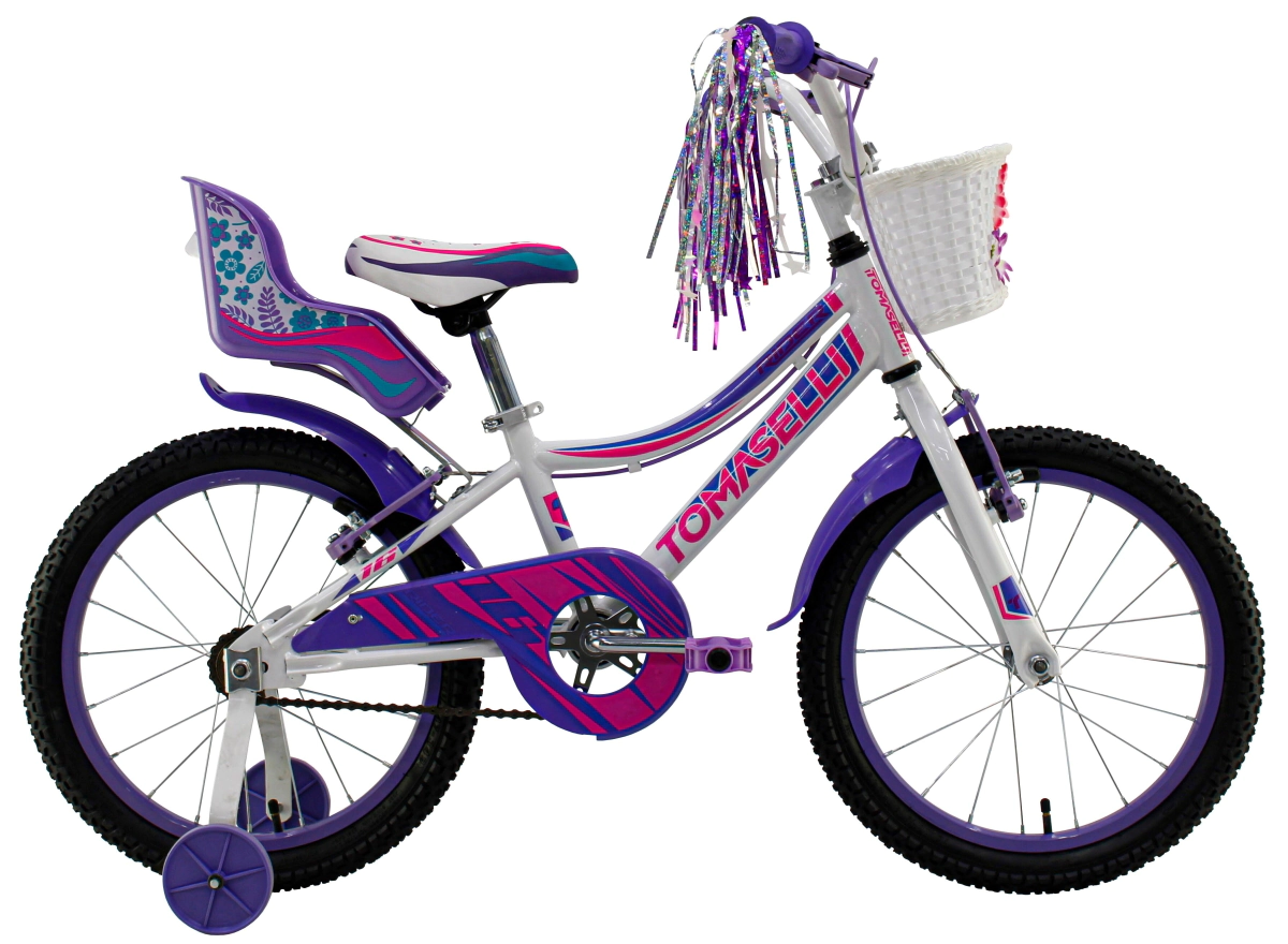 Bicicleta Tomaselli Rider Full Rodado 16 Dama  Blanco-Lila