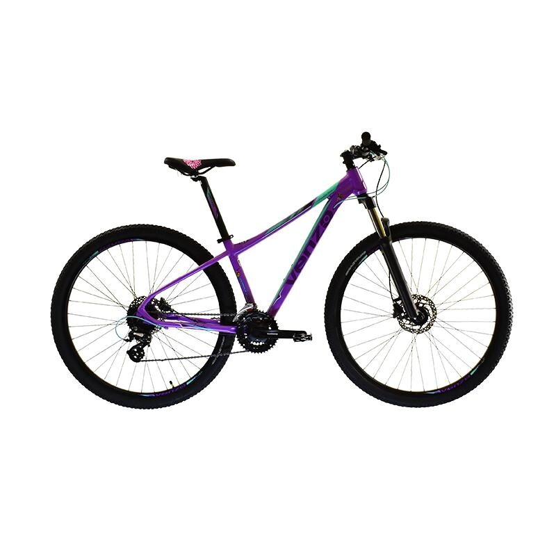 Bicicleta Venzo Frida Diva Rodado 29 - 2x9 Vel Shimano Fr Hidr 18 Lila-Negro-Teal