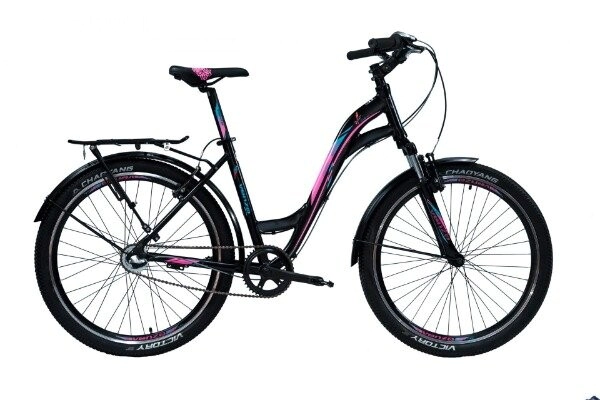Bicicleta Venzo Frida Love Rodado 26 - 3 Velocidades  Negro-Rosa-Celeste