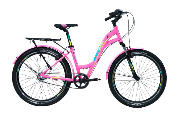 Bicicleta Venzo Frida Love Rodado 26 - 3 Velocidades  Rosa-Amarillo-Celeste