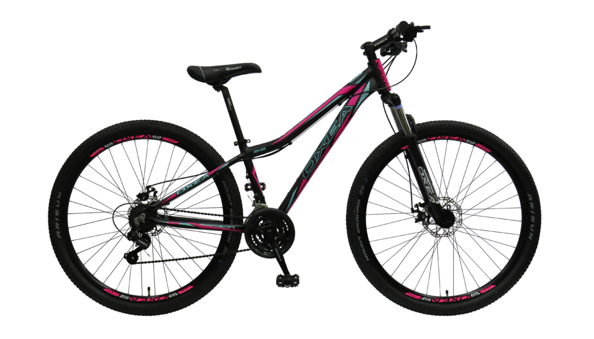 Bicicleta Oxea Madison Rodado 29 - 21 Vel Shimano XS Negro-Fucsia-Verde Agua