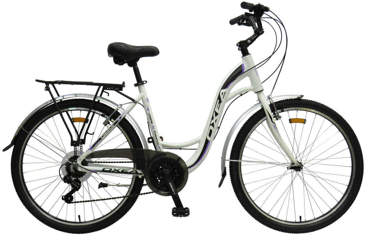 Bicicleta Oxea Campus Rodado 26 - 21 Vel. Shimano  Blanco-Negro-Violeta