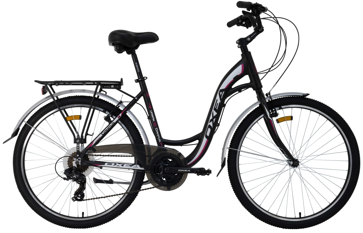 Bicicleta Oxea Campus Rodado 26 - 21 Vel. Shimano  Negro-Blanco-Fucsia