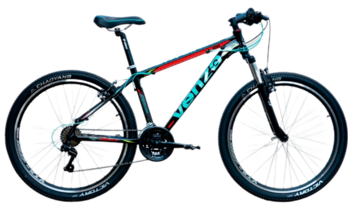 Bicicleta Venzo Skyline Rodado 26 - 21 Vel Sensah XS Negro-Rojo-Celeste