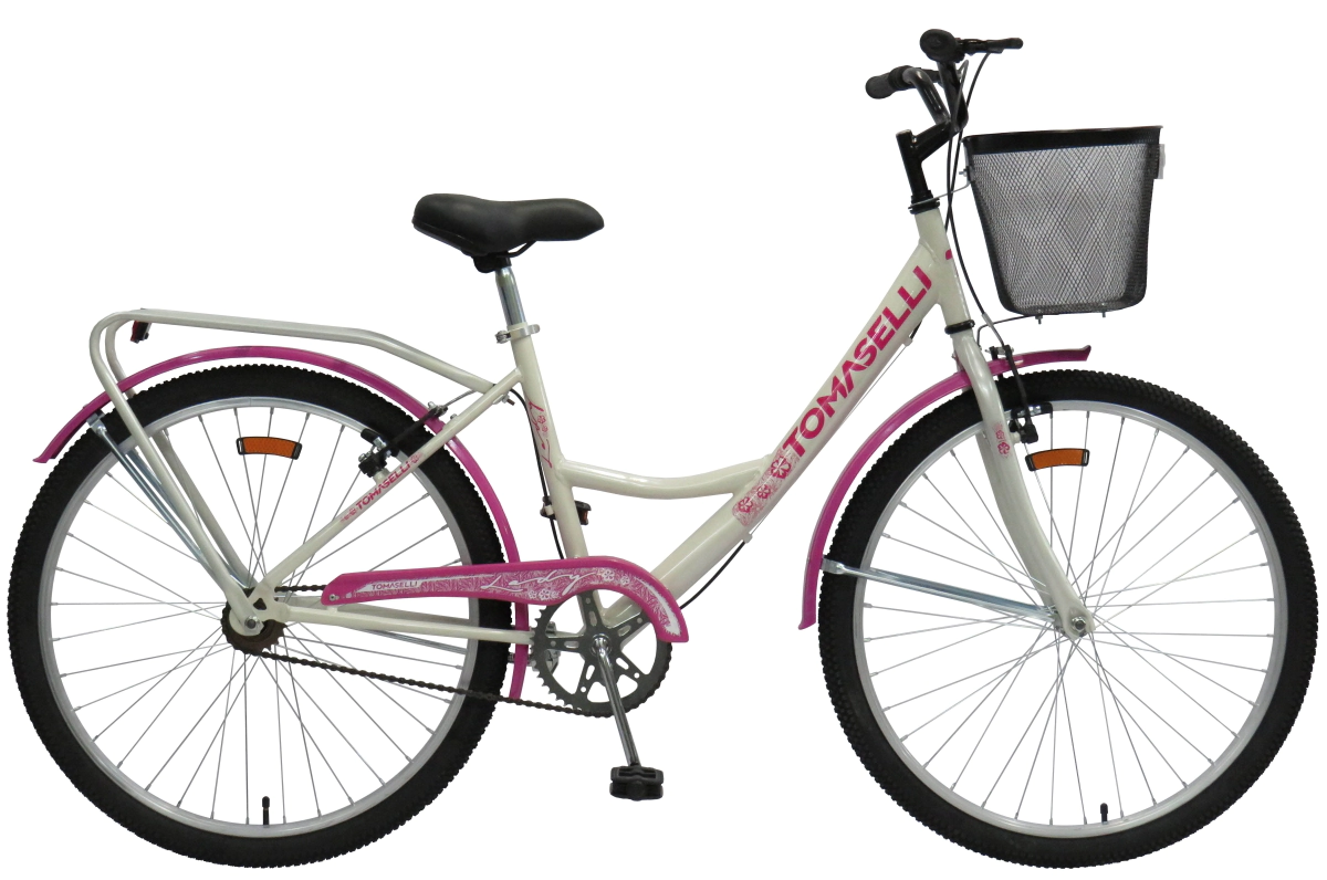 Bicicleta Tomaselli Lady Rodado 26 - 1 Velocidad  Blanco-Rosa