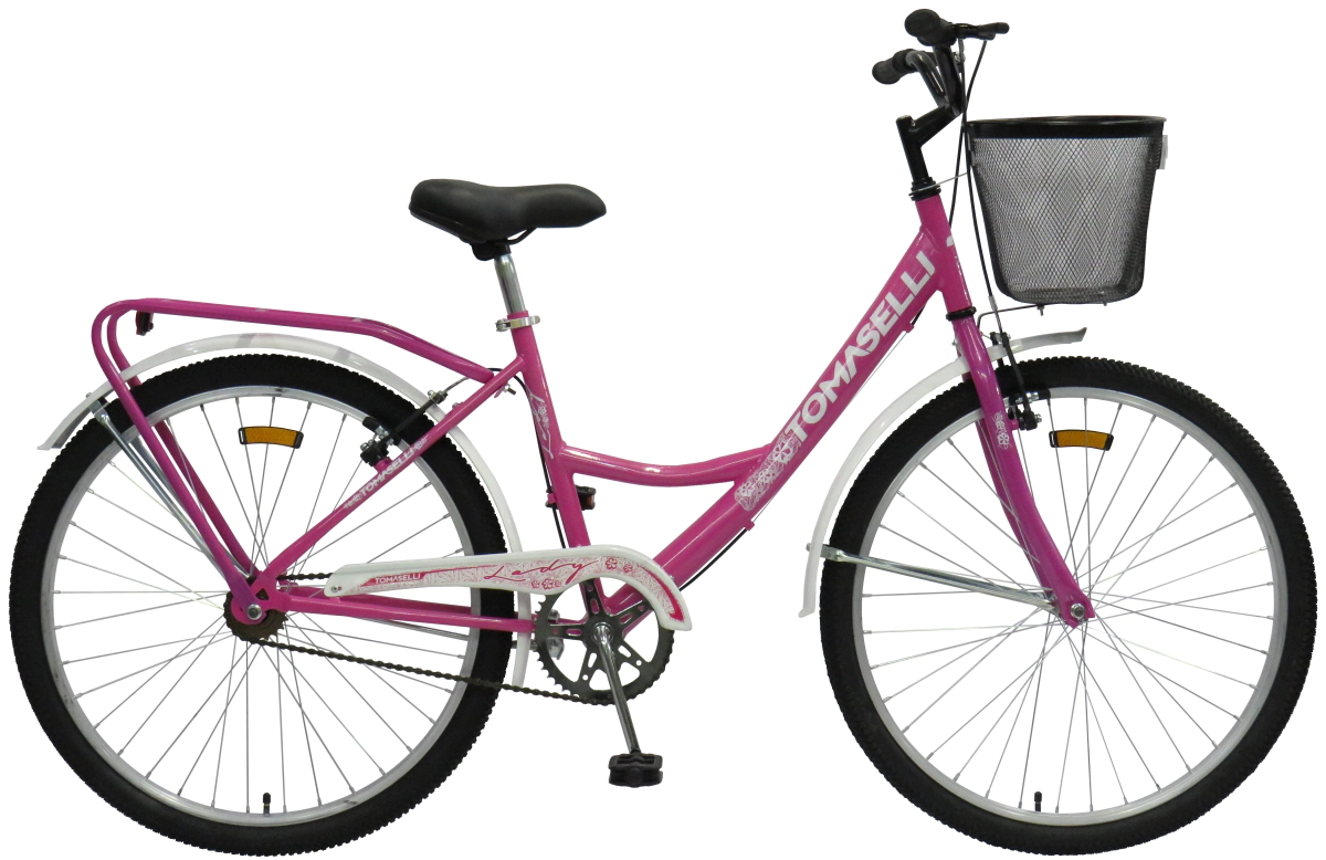 Bicicleta Tomaselli Lady Rodado 26 - 1 Velocidad  Fucsia-Blanco